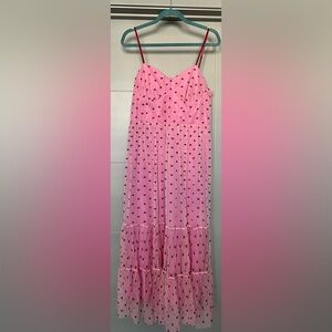 RARE ~ Betsey Johnson Pink Hearts Tulle Midi Dress ~ Sz 14